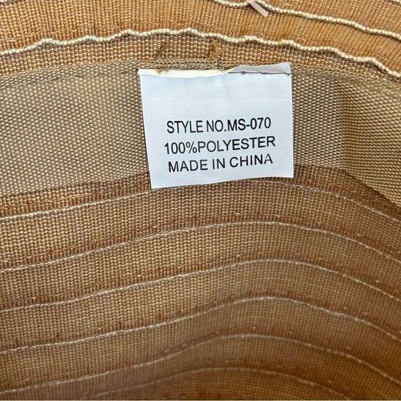 Kallina Brown White Embellished Striped Round Sun Hat - Picture 5 of 8